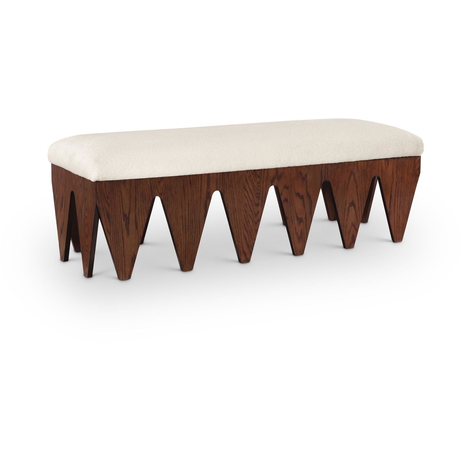 Altair Velour Fur Fabric Upholstered Bench — Cream / Brown