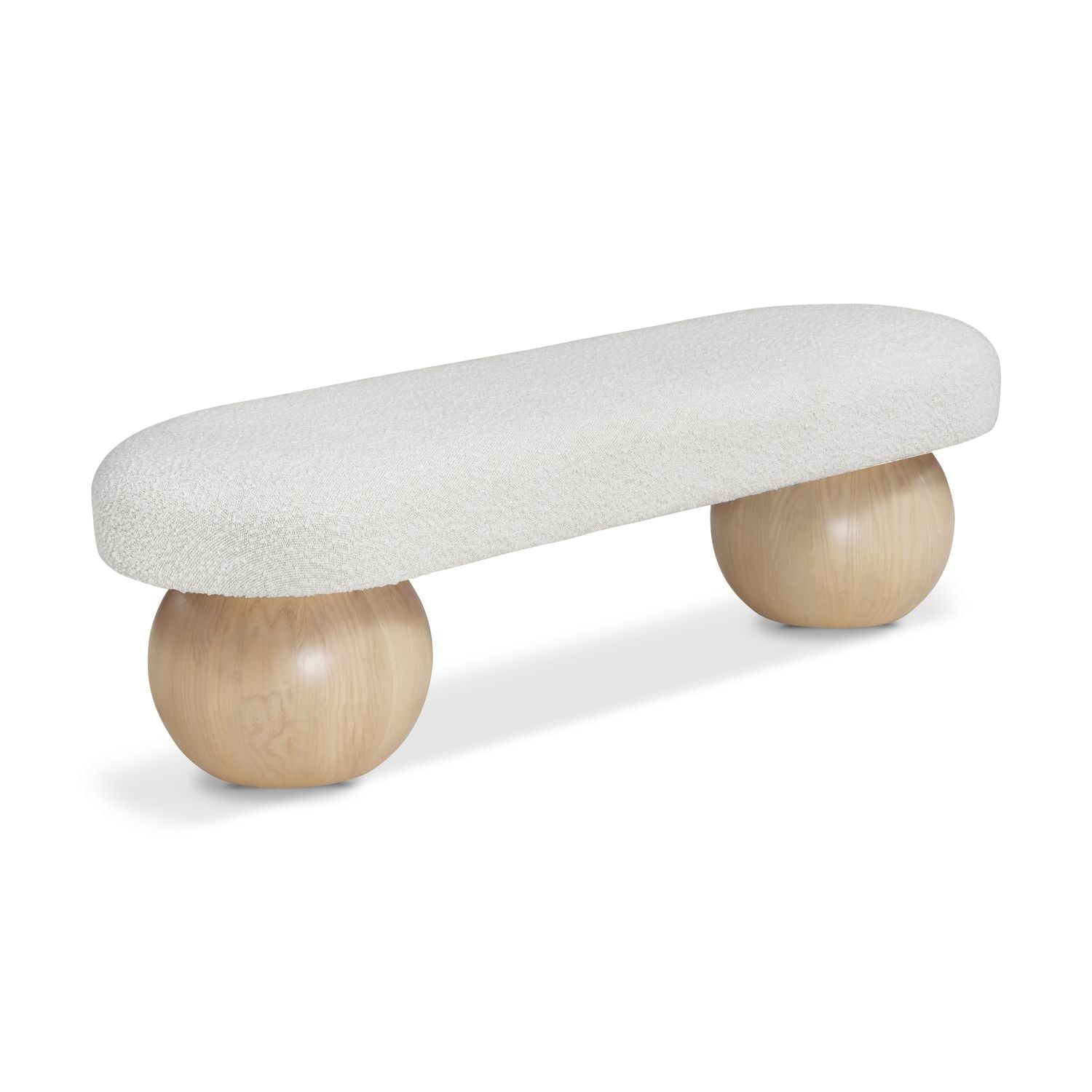 Bowie Boucle Fabric Upholstered Bench — Cream / Natural