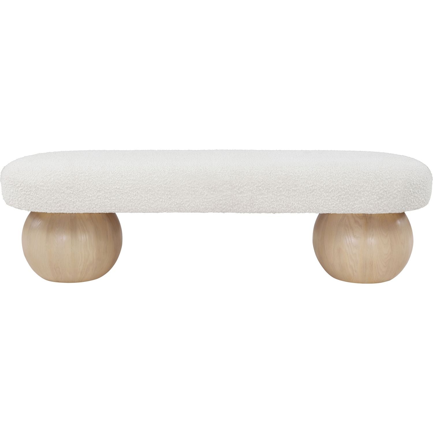 Bowie Boucle Fabric Upholstered Bench — Cream / Natural