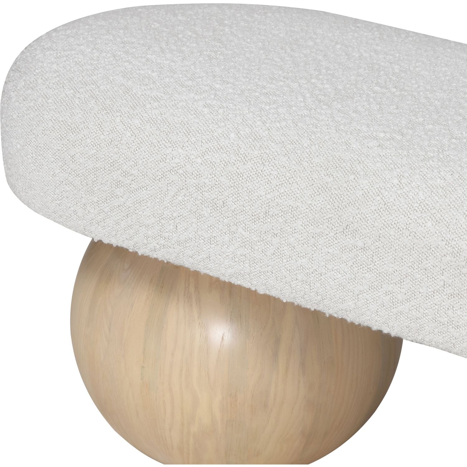 Bowie Boucle Fabric Upholstered Bench — Cream / Natural