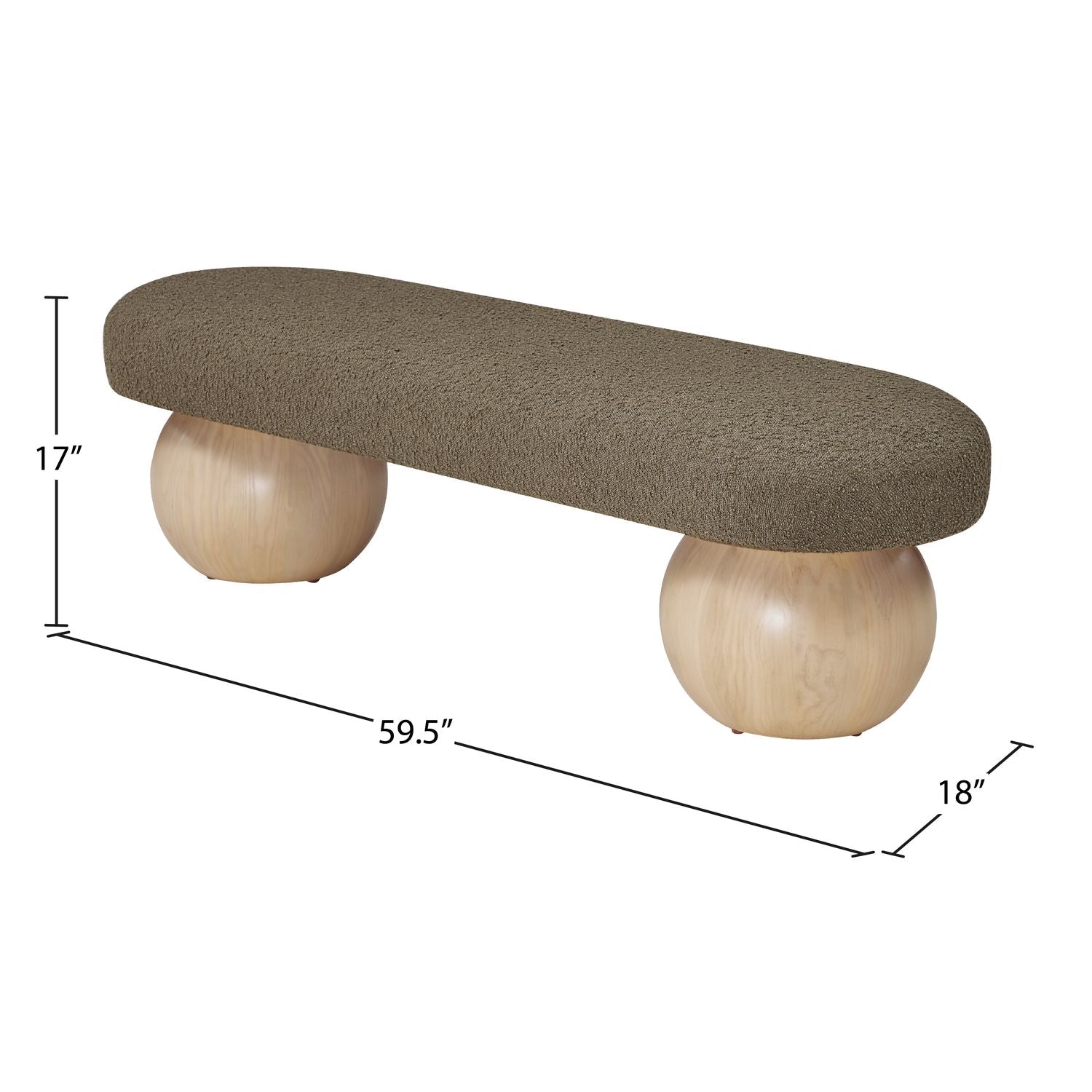 Bowie Boucle Fabric Upholstered Bench — Olive / Natural