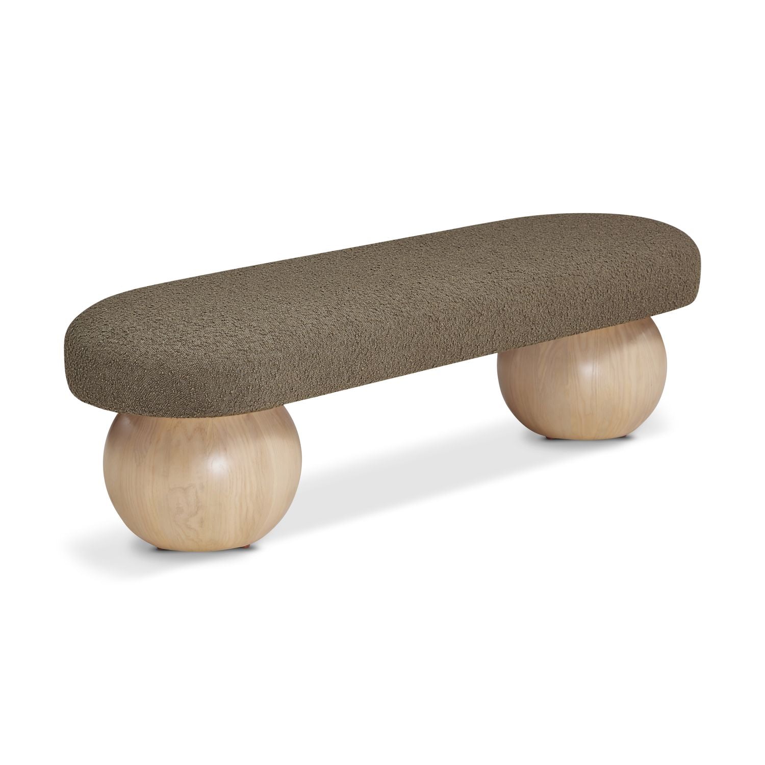 Bowie Boucle Fabric Upholstered Bench — Olive / Natural