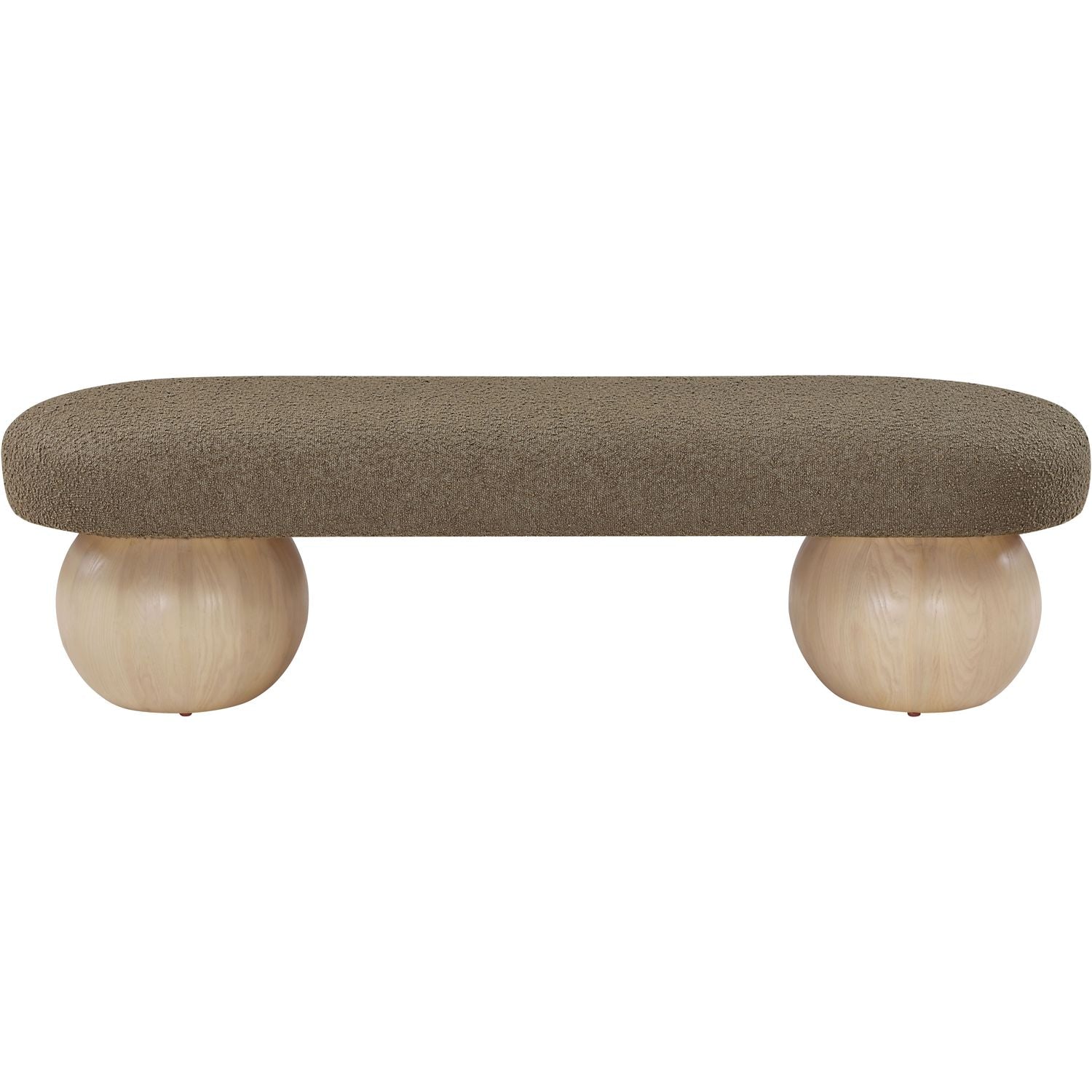 Bowie Boucle Fabric Upholstered Bench — Olive / Natural