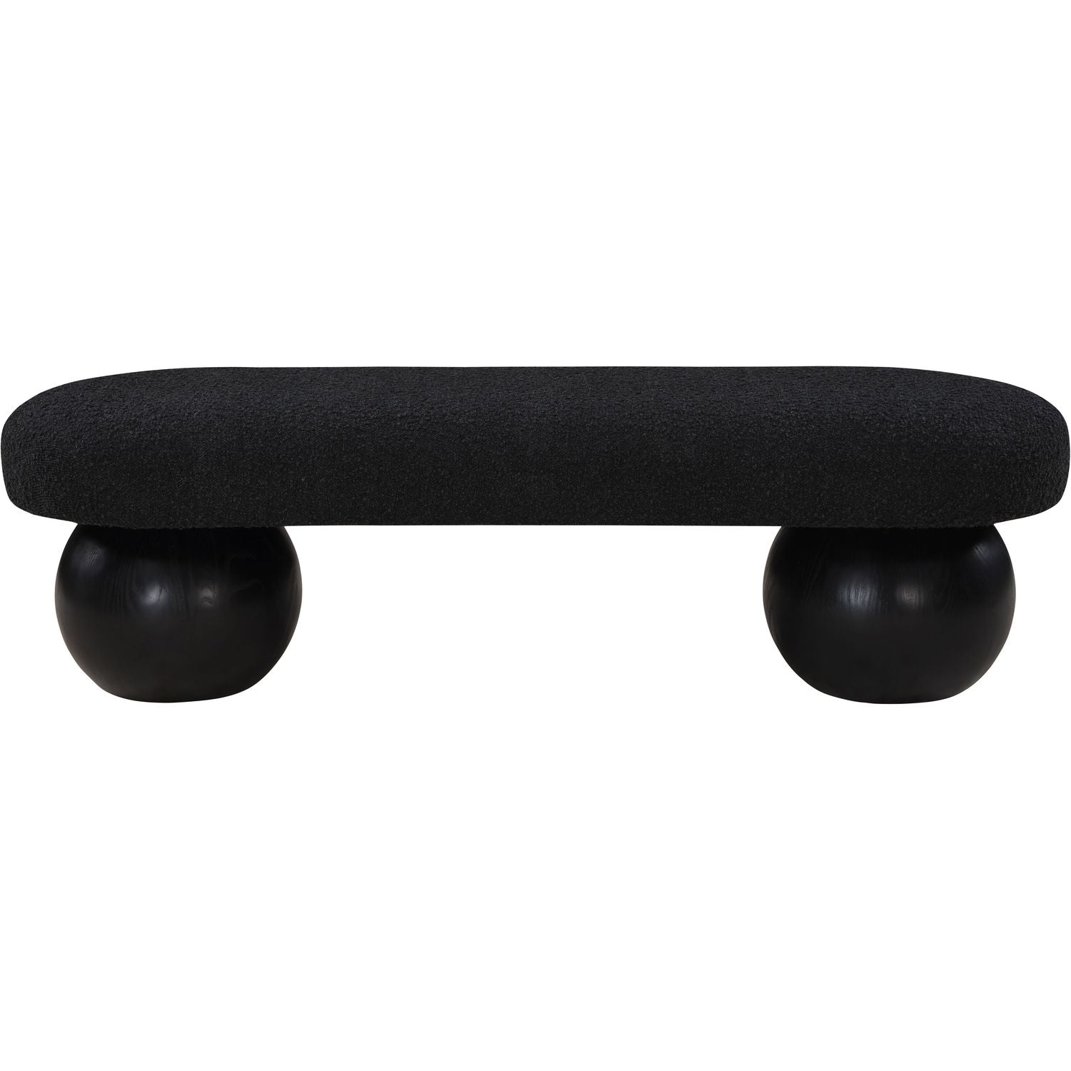 Bowie Boucle Fabric Upholstered Bench — Black / Black