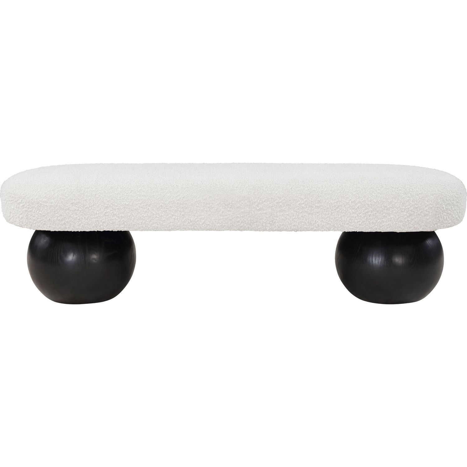 Bowie Boucle Fabric Upholstered Bench — Cream / Black