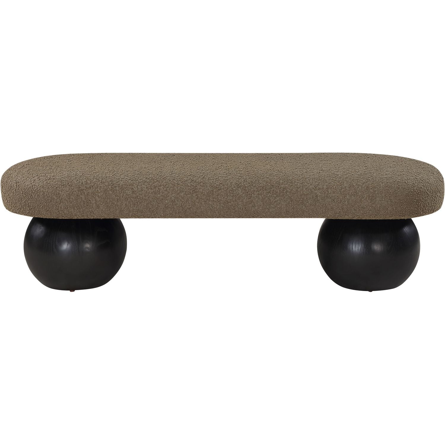 Bowie Boucle Fabric Upholstered Bench — Olive / Black