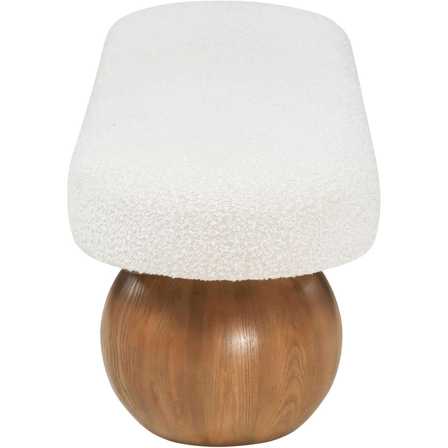 Bowie Boucle Fabric Upholstered Bench — Cream / Walnut