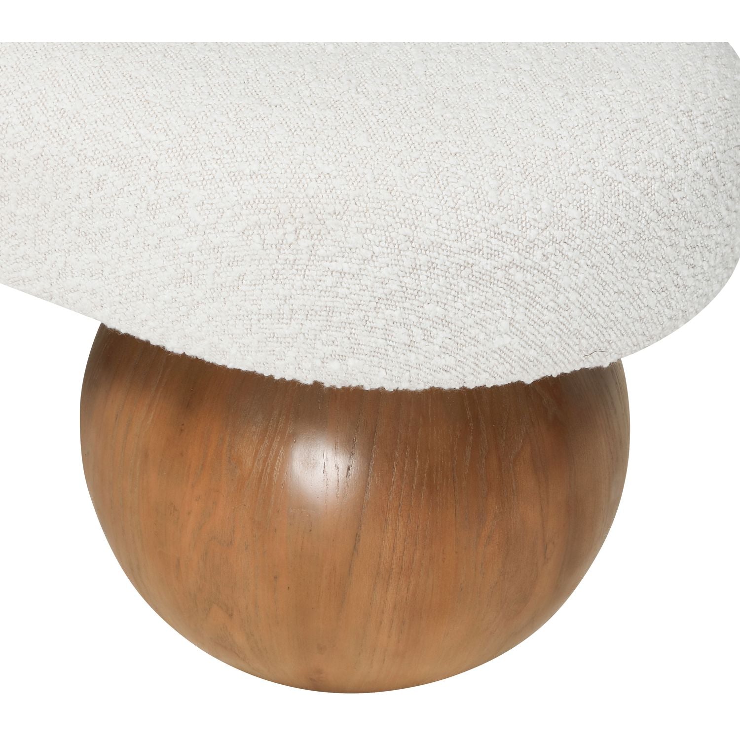 Bowie Boucle Fabric Upholstered Bench — Cream / Walnut