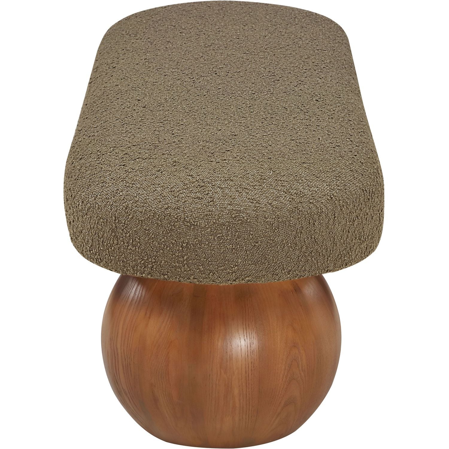 Bowie Boucle Fabric Upholstered Bench — Olive / Walnut