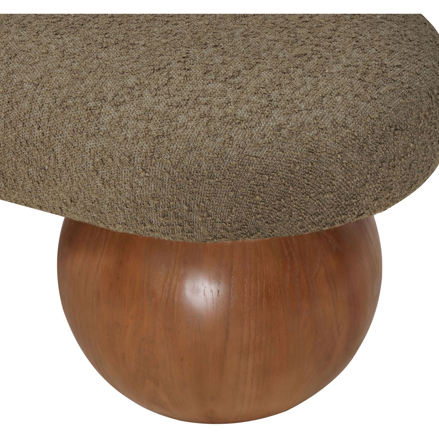 Bowie Boucle Fabric Upholstered Bench — Olive / Walnut