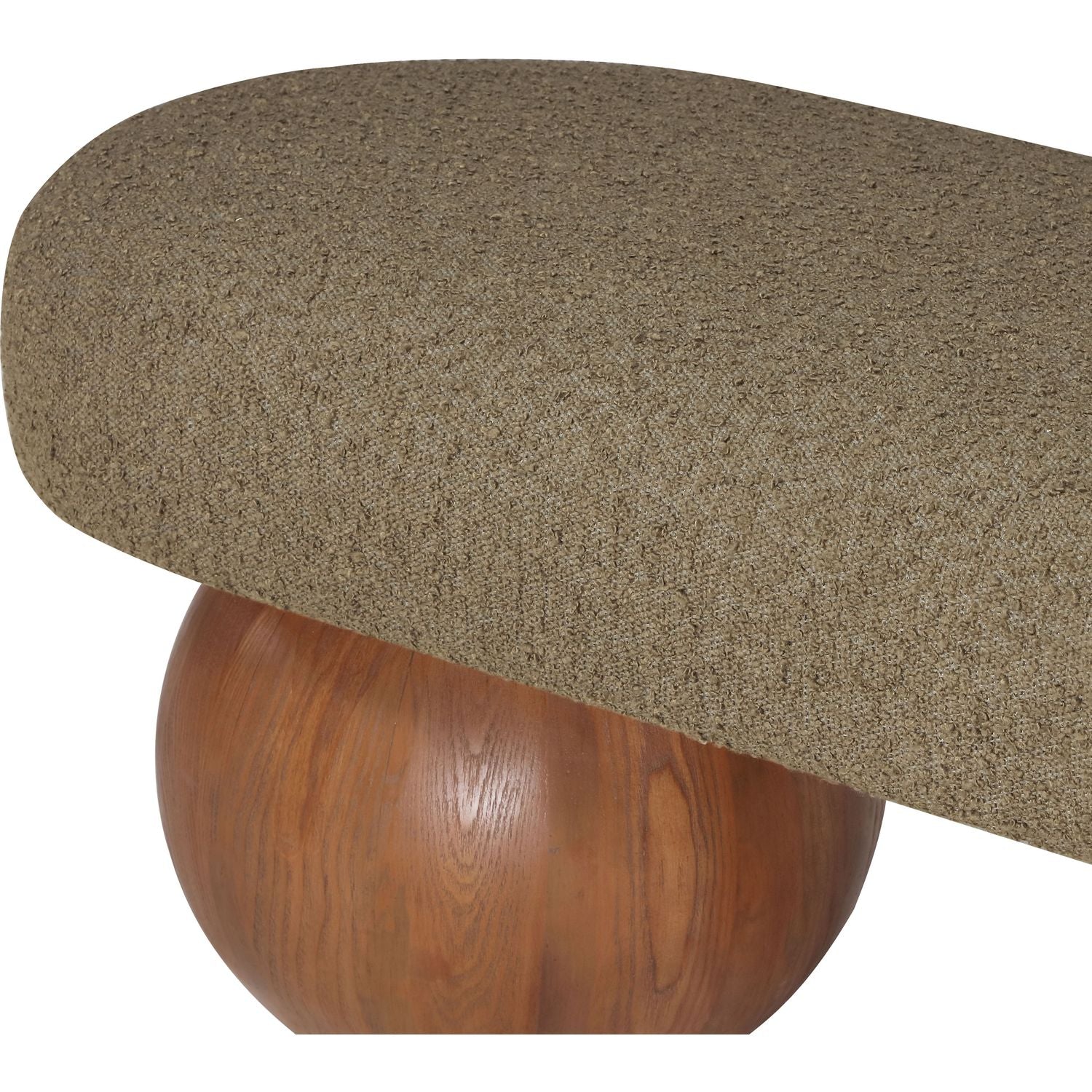 Bowie Boucle Fabric Upholstered Bench — Olive / Walnut