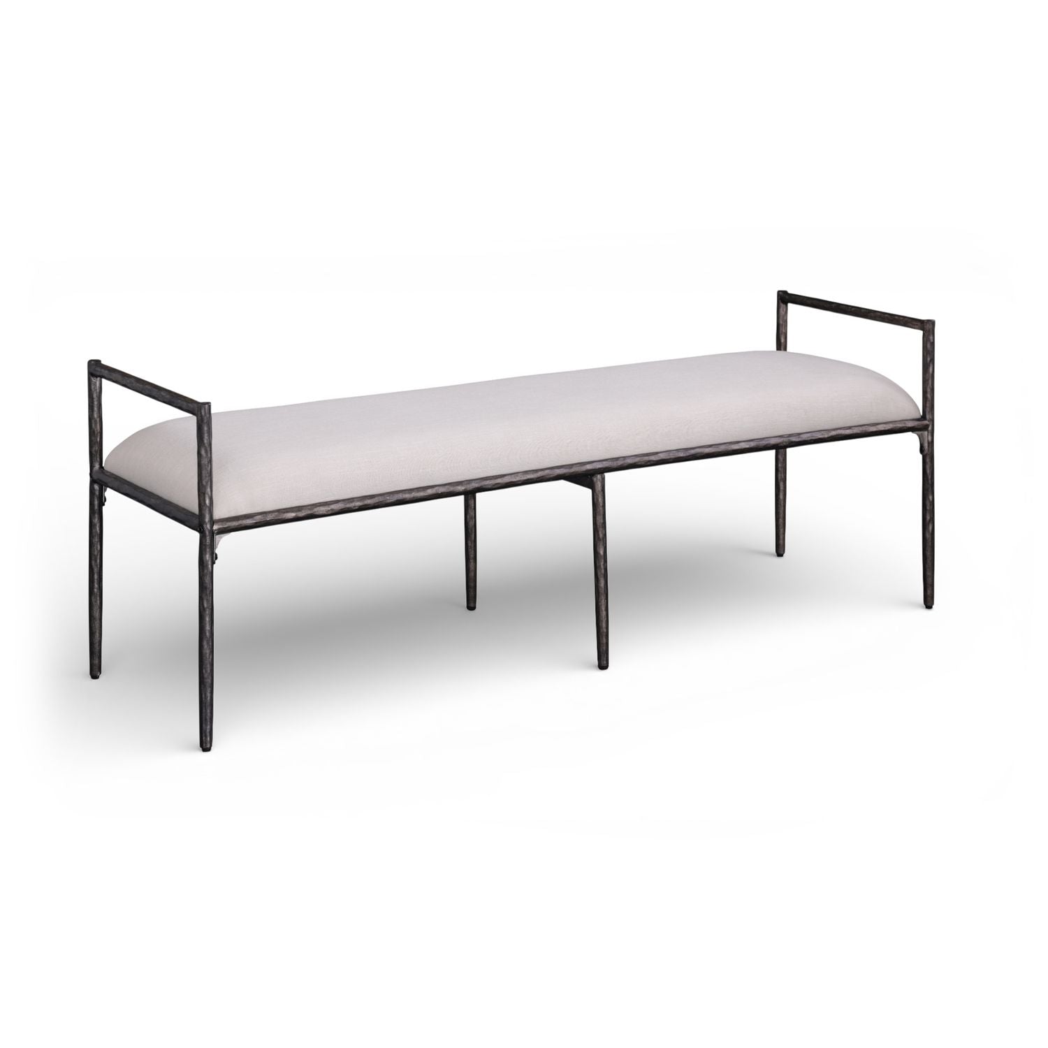 Axis Linen Textured Fabric Upholstered Bench