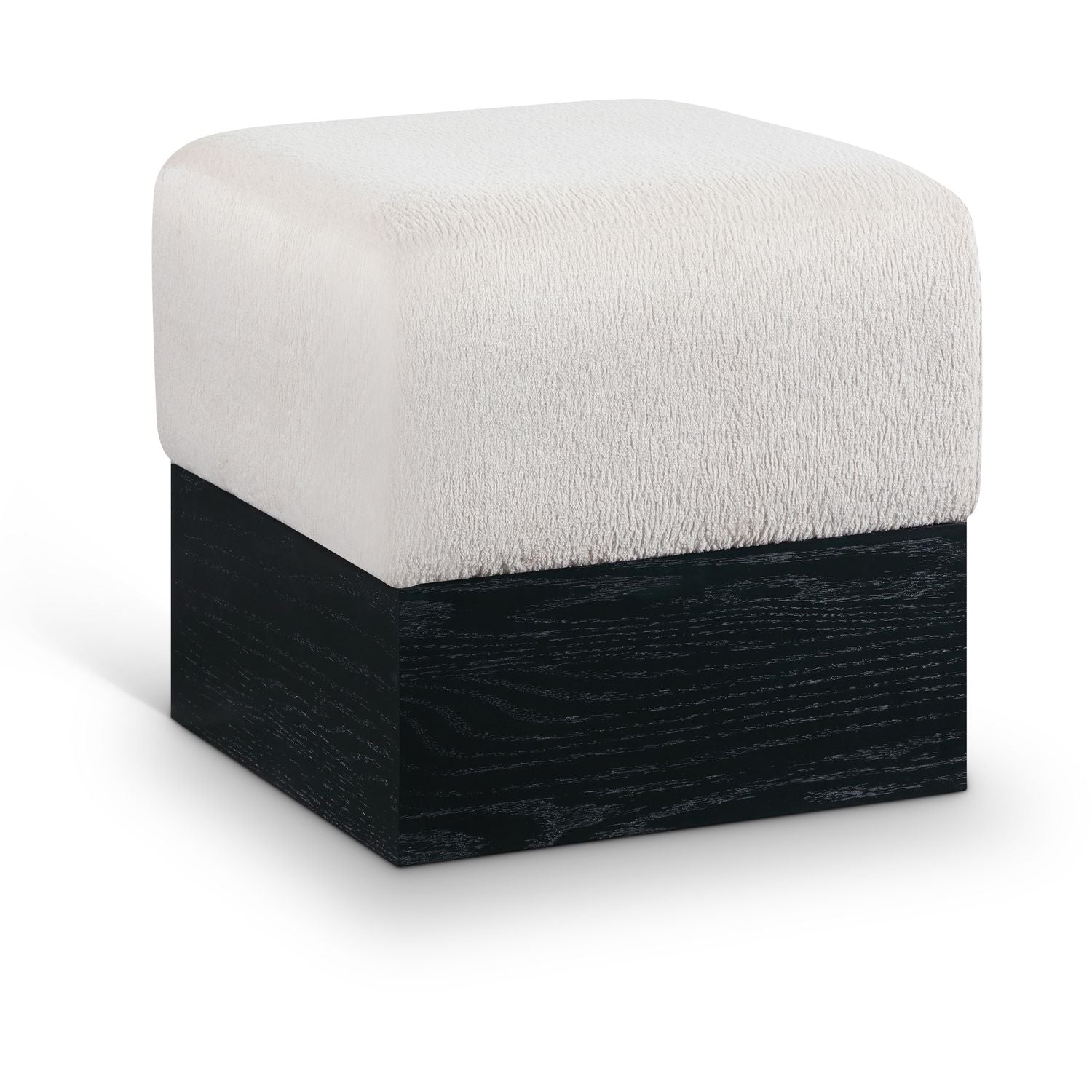 Havre Velour Fur Fabric Upholstered Ottoman