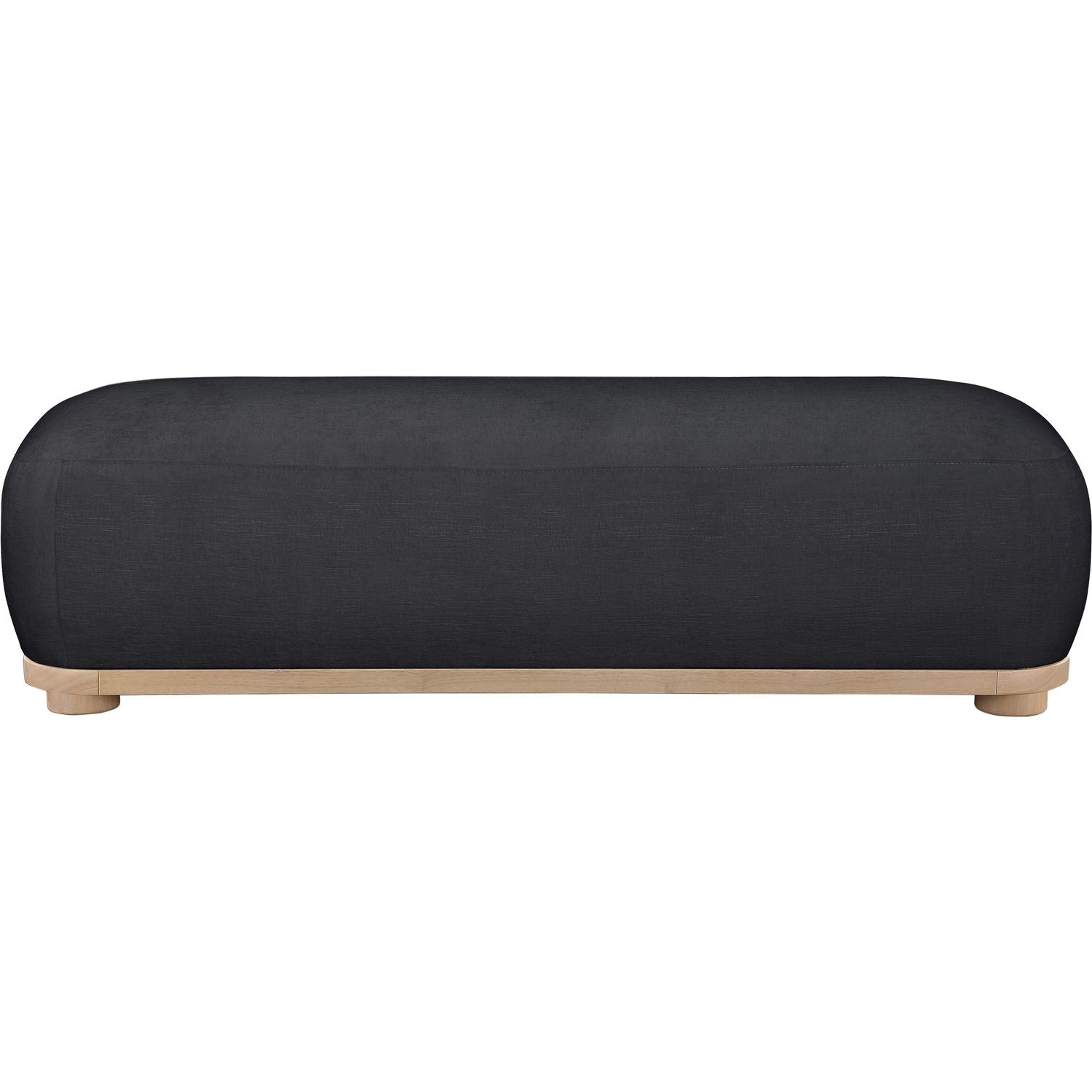 Calum Chenille Fabric Upholstered Bench — Black / Natural