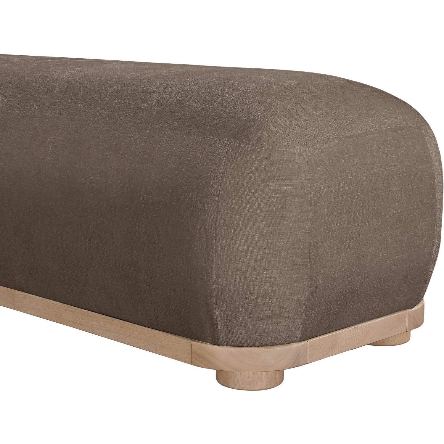 Calum Chenille Fabric Upholstered Bench — Brown / Natural