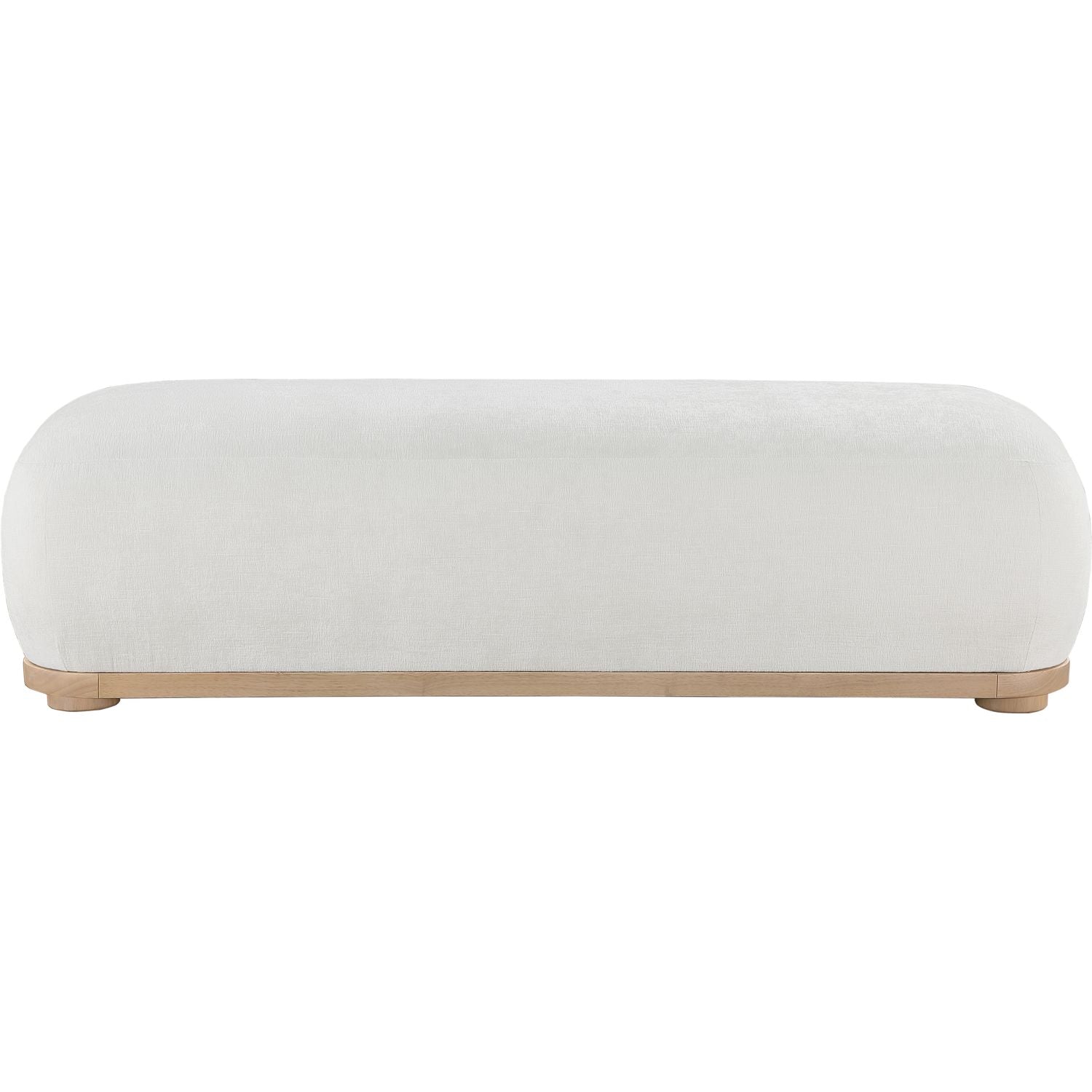 Calum Chenille Fabric Upholstered Bench — Cream / Natural