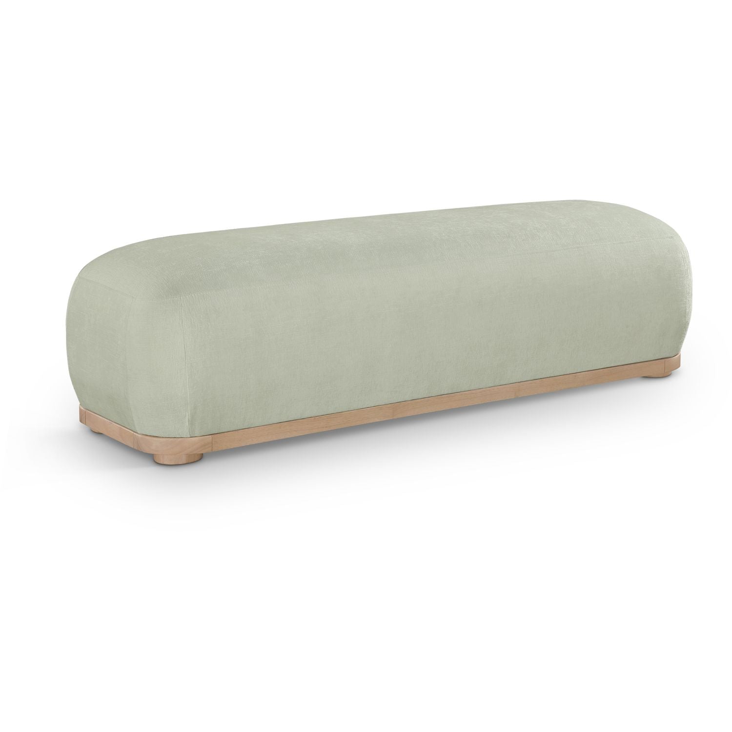 Calum Chenille Fabric Upholstered Bench — Mint / Natural