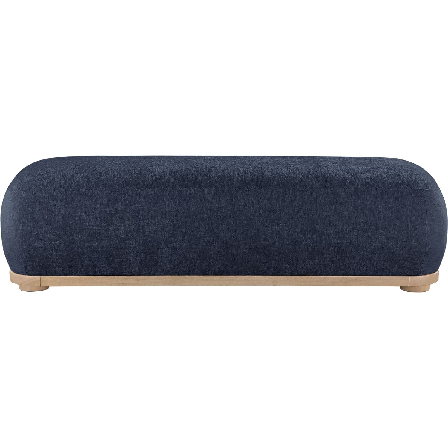 Calum Chenille Fabric Upholstered Bench — Navy / Natural