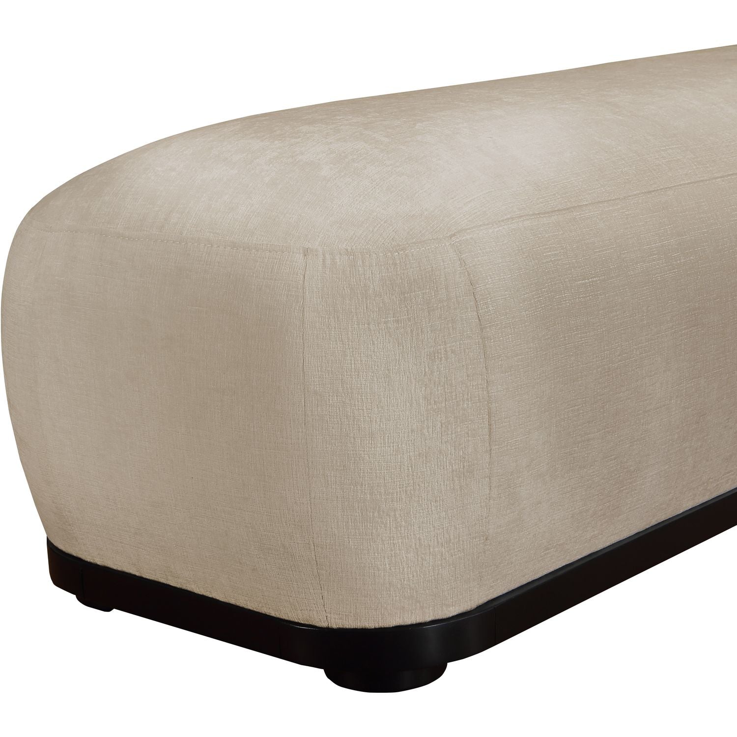 Calum Chenille Fabric Upholstered Bench — Beige / Black
