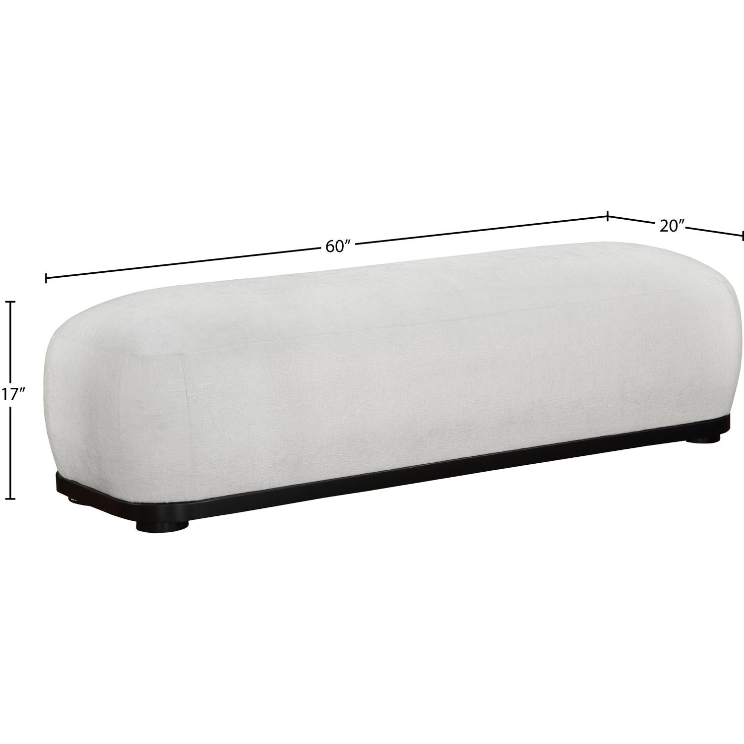 Calum Chenille Fabric Upholstered Bench — Cream / Black
