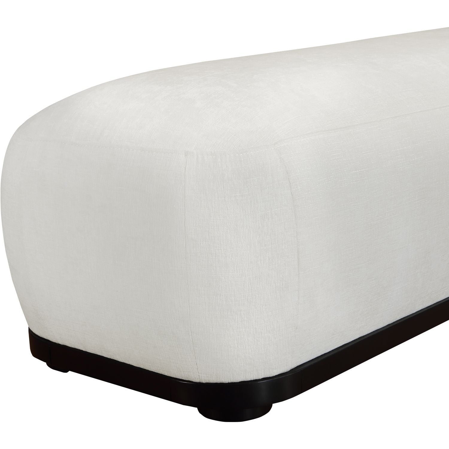 Calum Chenille Fabric Upholstered Bench — Cream / Black