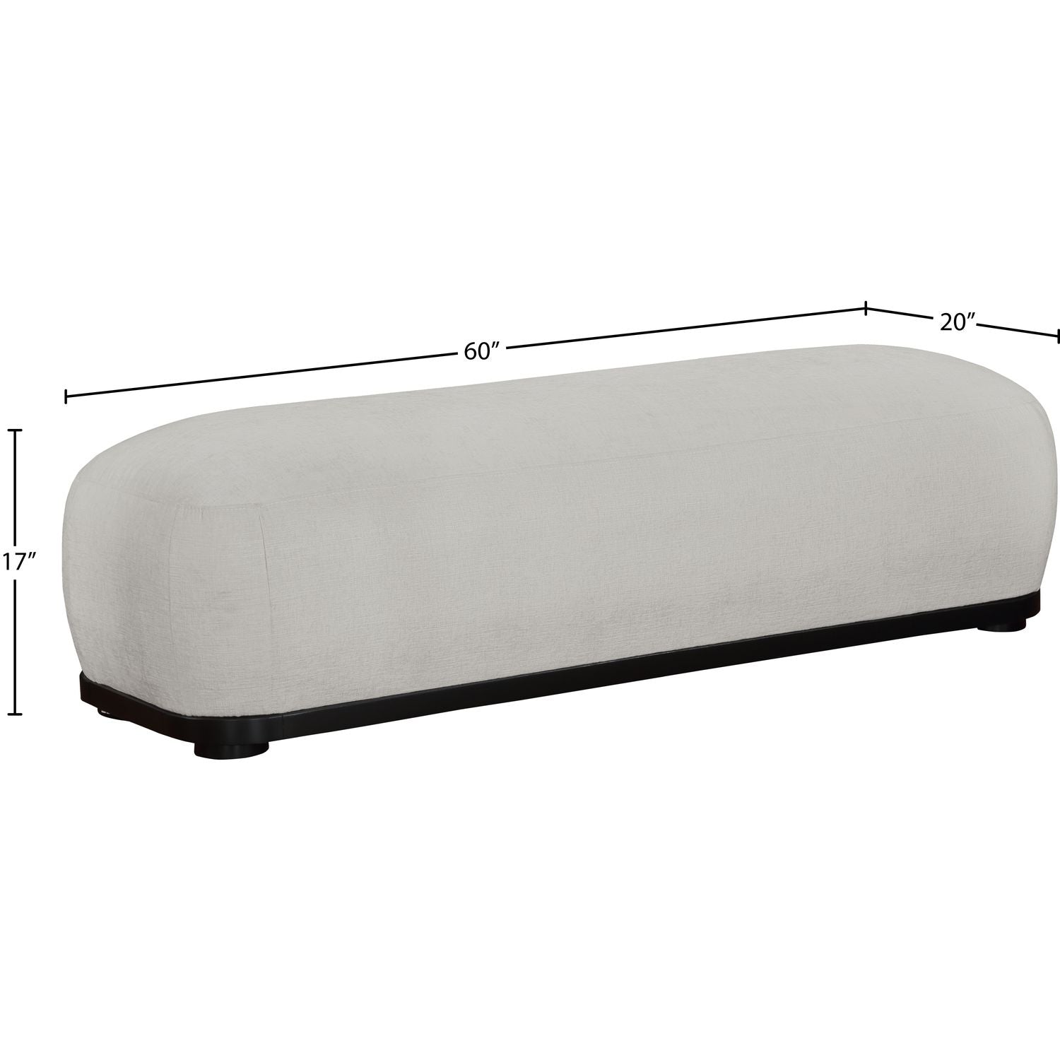 Calum Chenille Fabric Upholstered Bench — Grey / Black