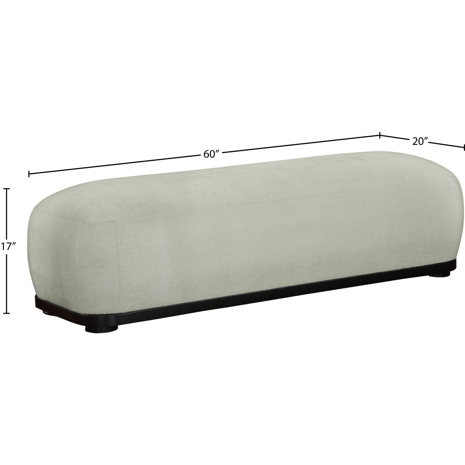 Calum Chenille Fabric Upholstered Bench — Mint / Black