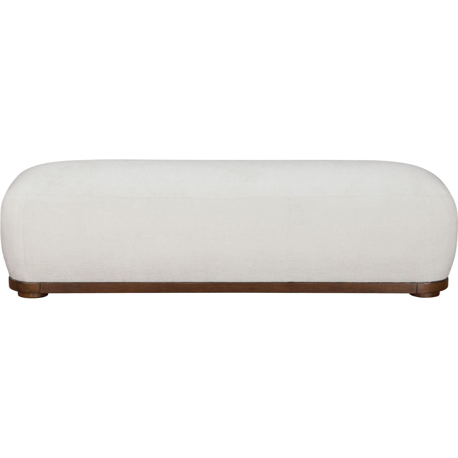 Calum Chenille Fabric Upholstered Bench — Cream / Walnut