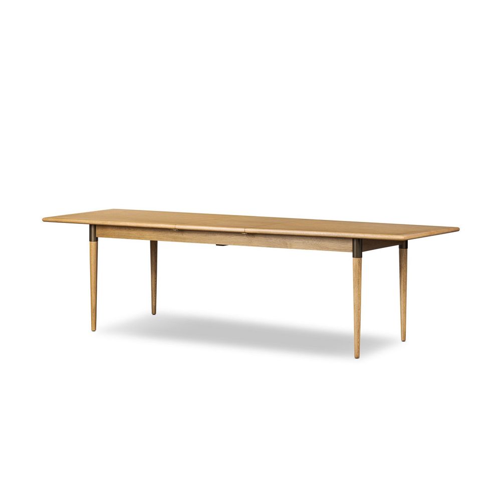 Alternate view of Harper Extension Dining Table in light oak / fawn wood and dark bronze / gunmetal.