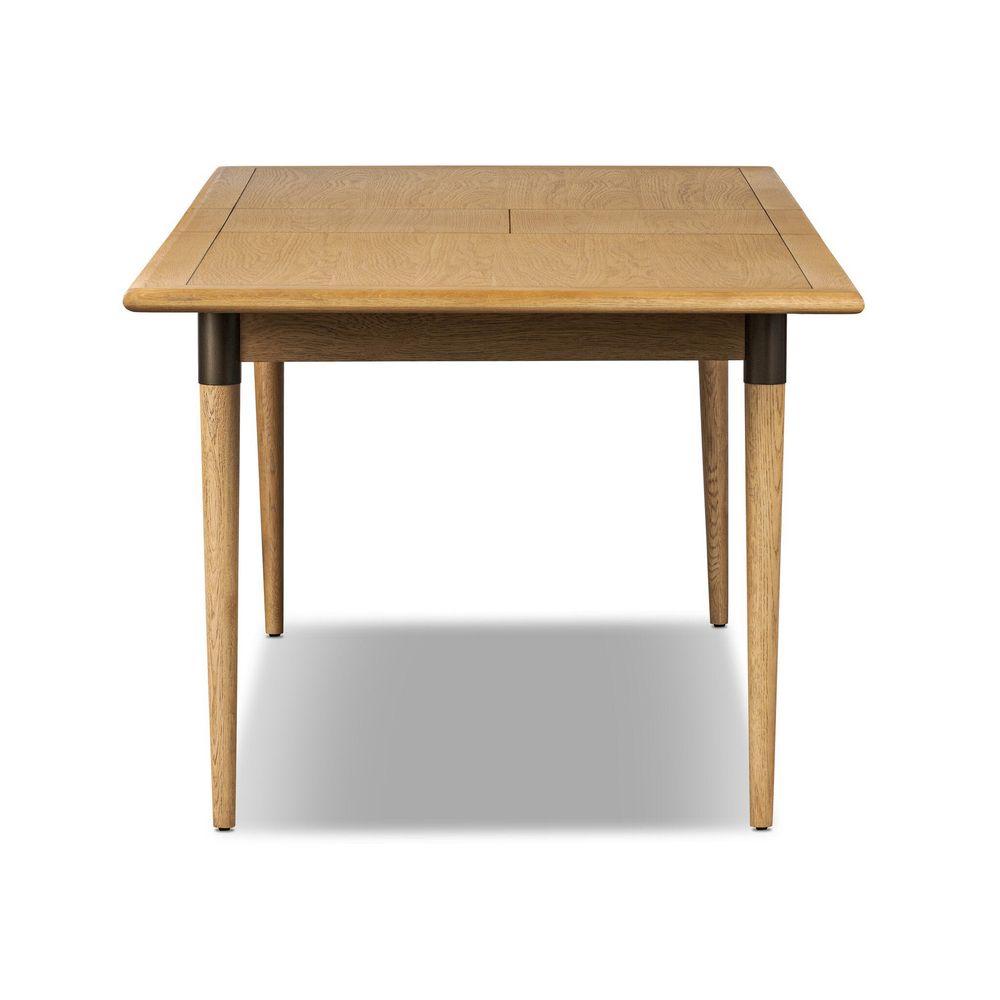 Additional view of Harper Extension Dining Table in light oak / fawn wood and dark bronze / gunmetal.