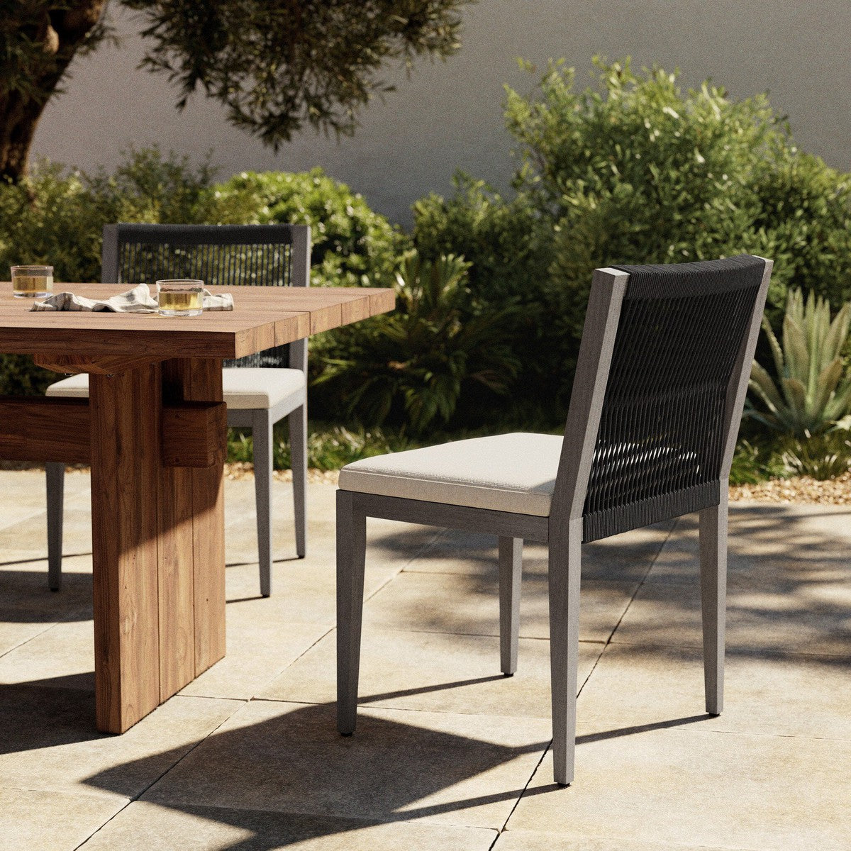 Sherwood Outdoor Dining Chair, Weathered Grey - Venao Ivory