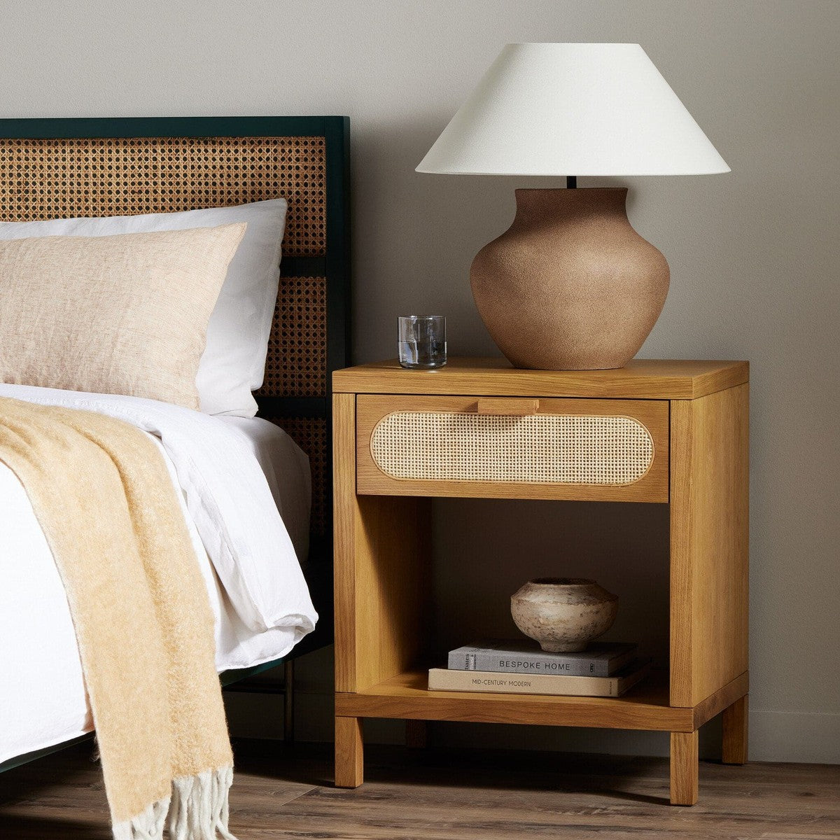 Allegra Nightstand - Honey Oak Veneer