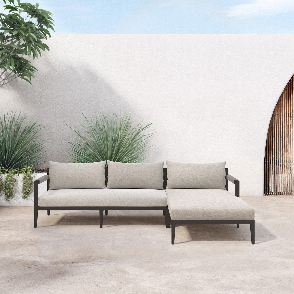 Sherwood Outdoor 2-Piece Sectional, Bronze - Venao Grey