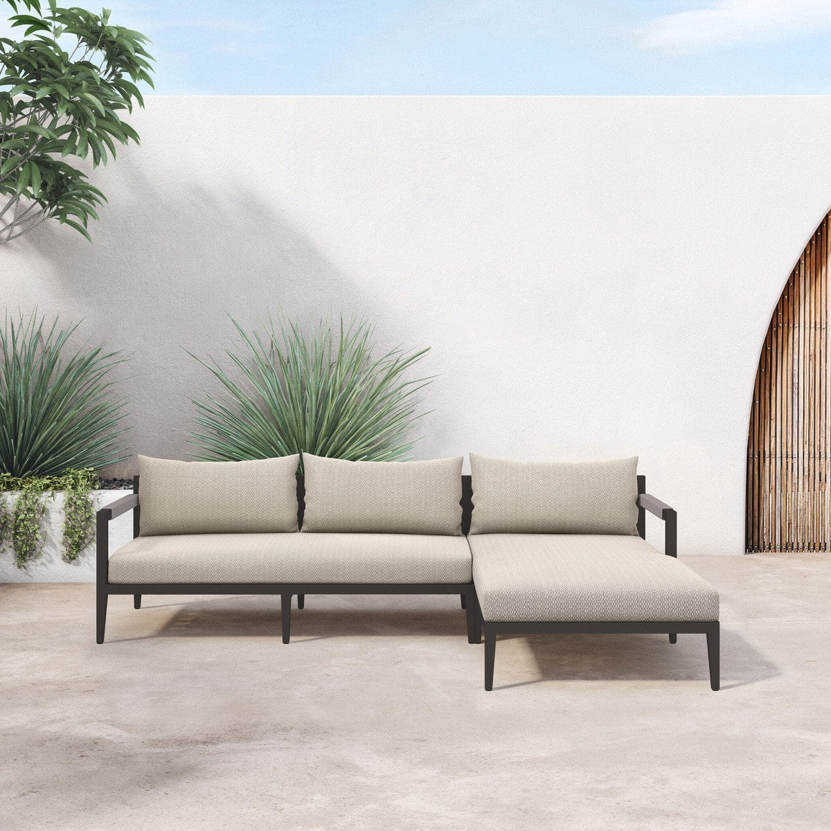 Sherwood Outdoor 2-Piece Sectional, Bronze - Faye Sand