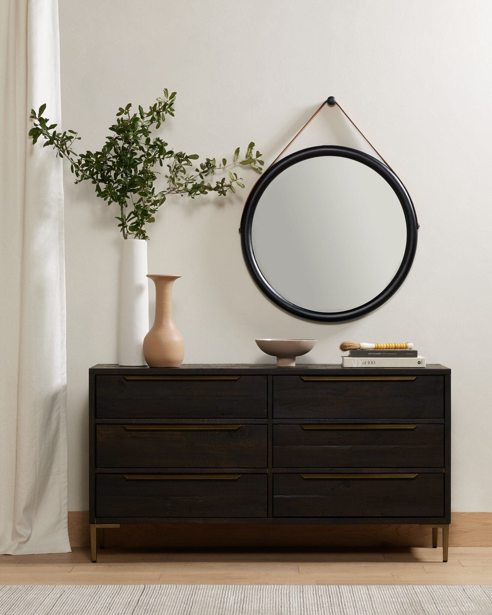 Des Mirror - Black Wash Poplar