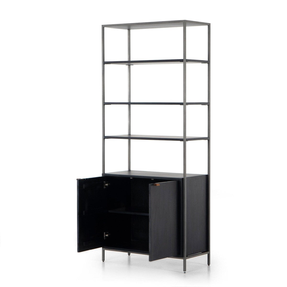 Trey Modular Wide Bookcase - Black Wash Poplar