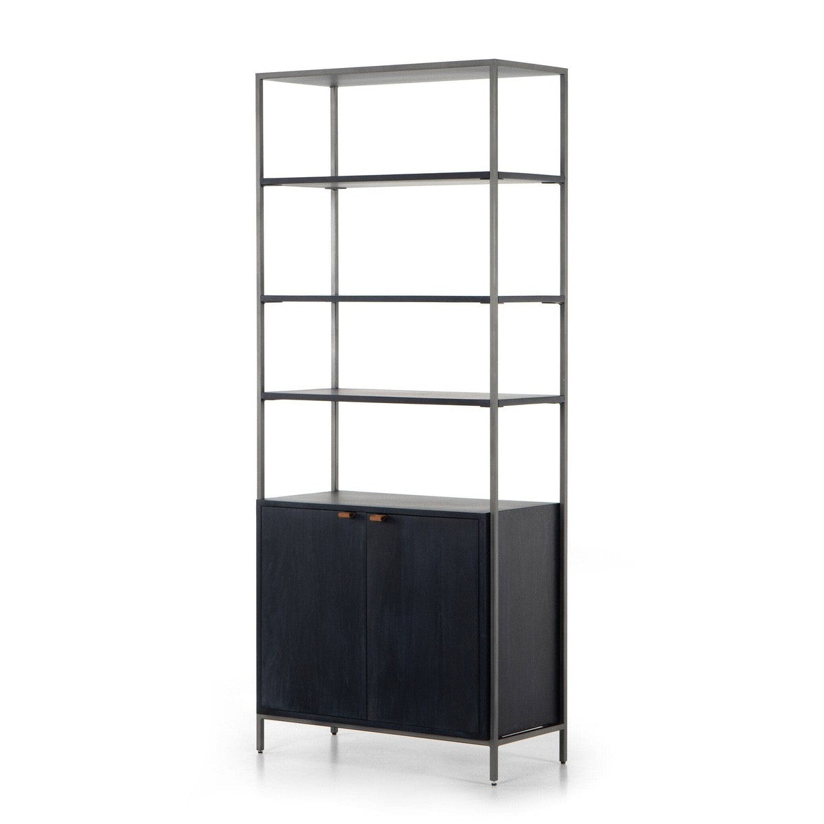 Trey Modular Wide Bookcase - Black Wash Poplar