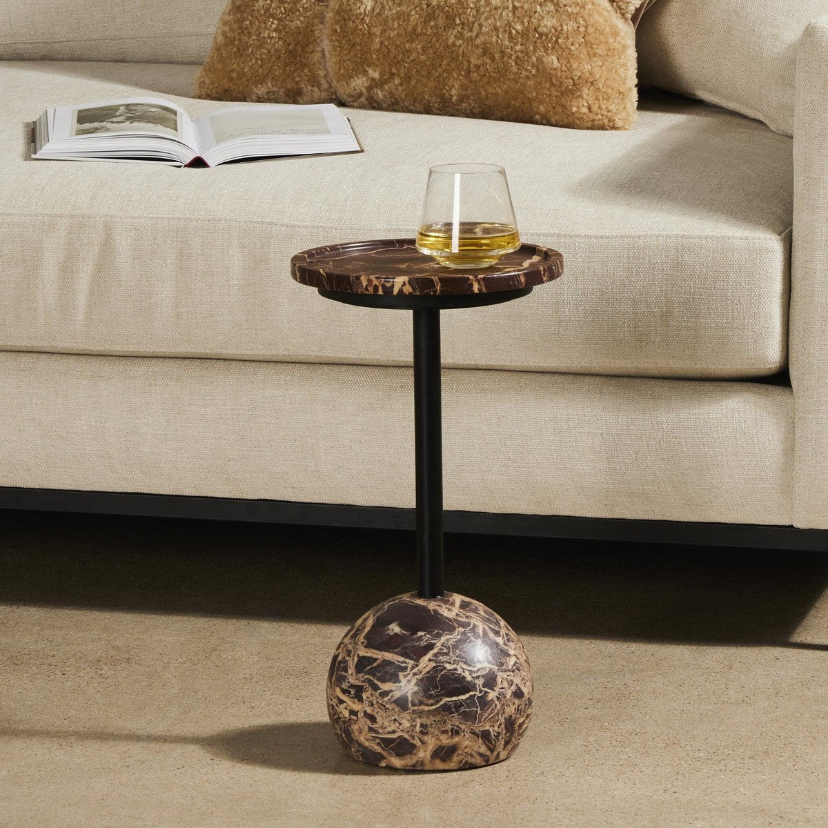 Viola Accent Table - Merlot Marble