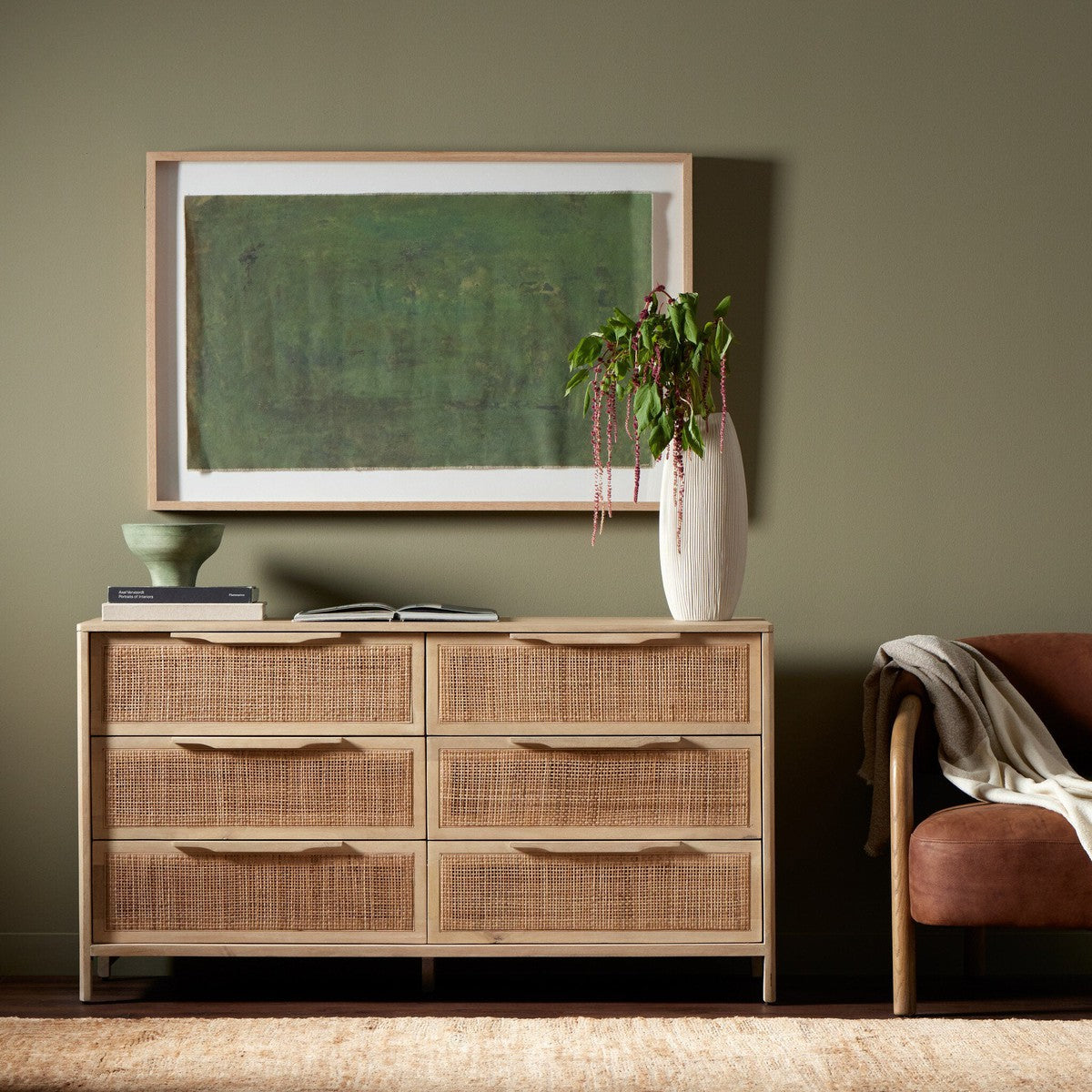 Sydney 6 Drawer Dresser - Natural Cane