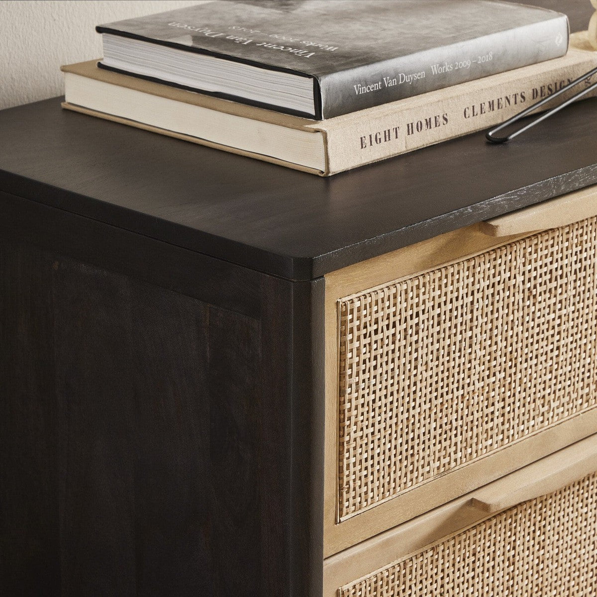 Sydney 6 Drawer Dresser - Natural Cane and Black