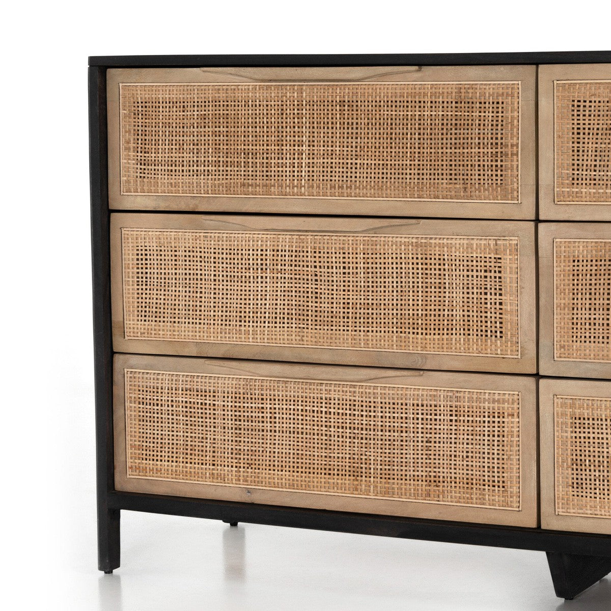 Sydney 6 Drawer Dresser - Natural Cane and Black