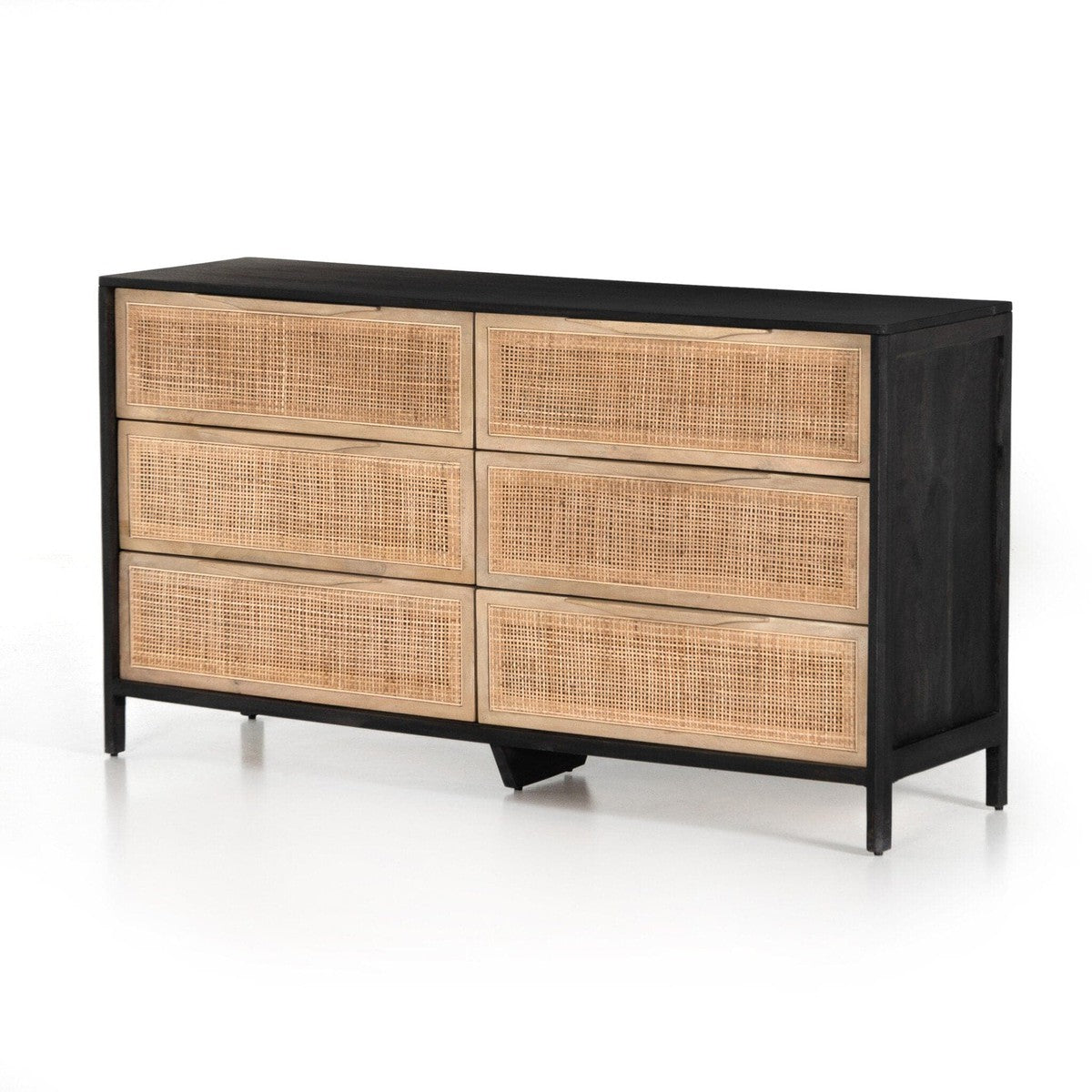 Sydney 6 Drawer Dresser - Natural Cane and Black