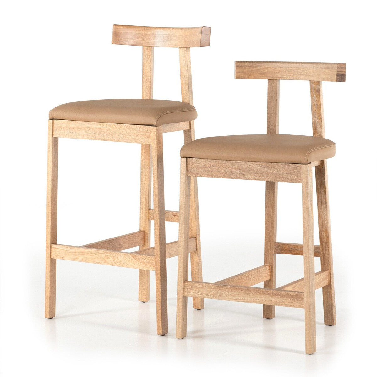 Tex Bar + Counter Stool - Natural Leather