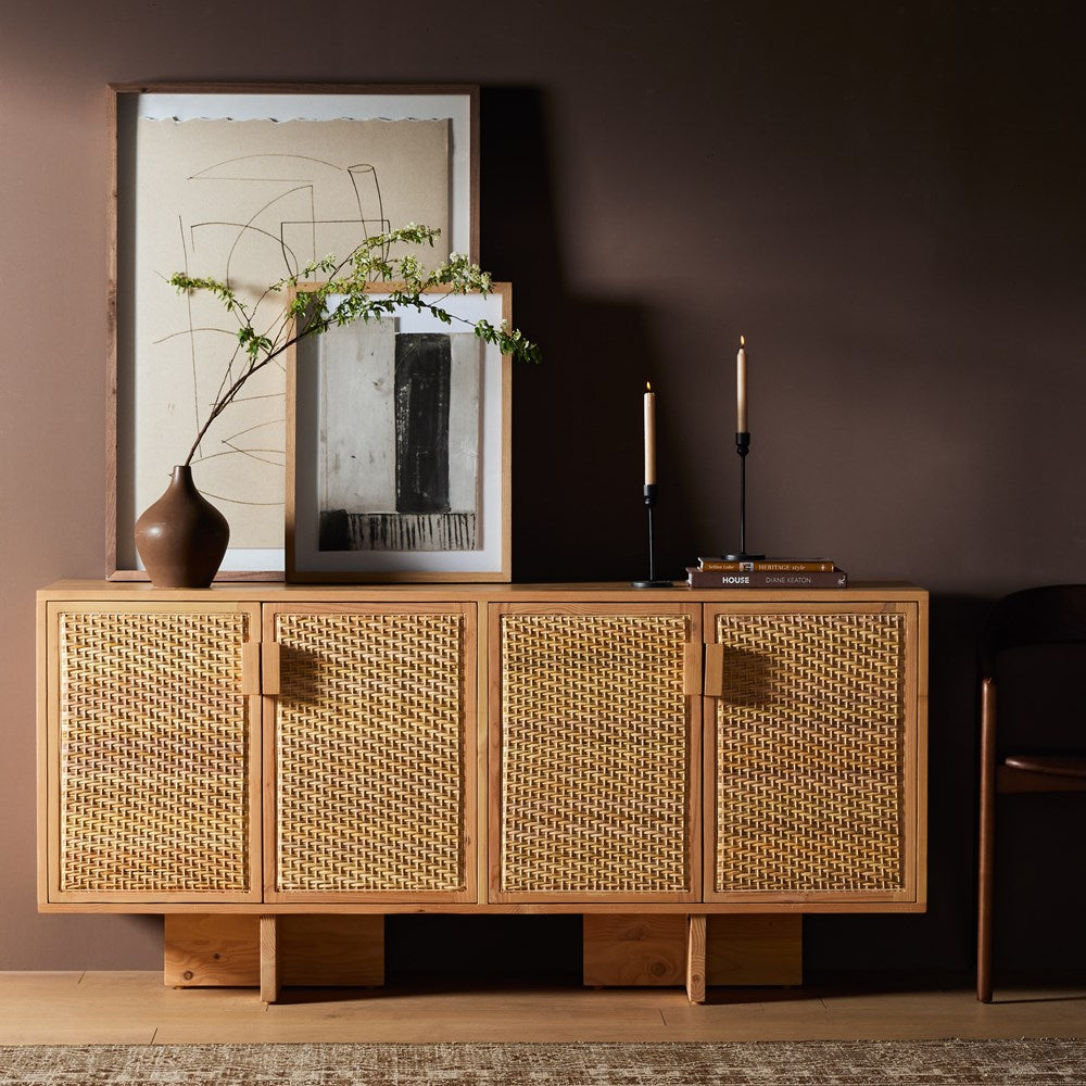 Levon Sideboard - Natural Woven Rod Cane-Four Hands-FH-225189-002-Sideboards & Credenzas-2-France and Son
