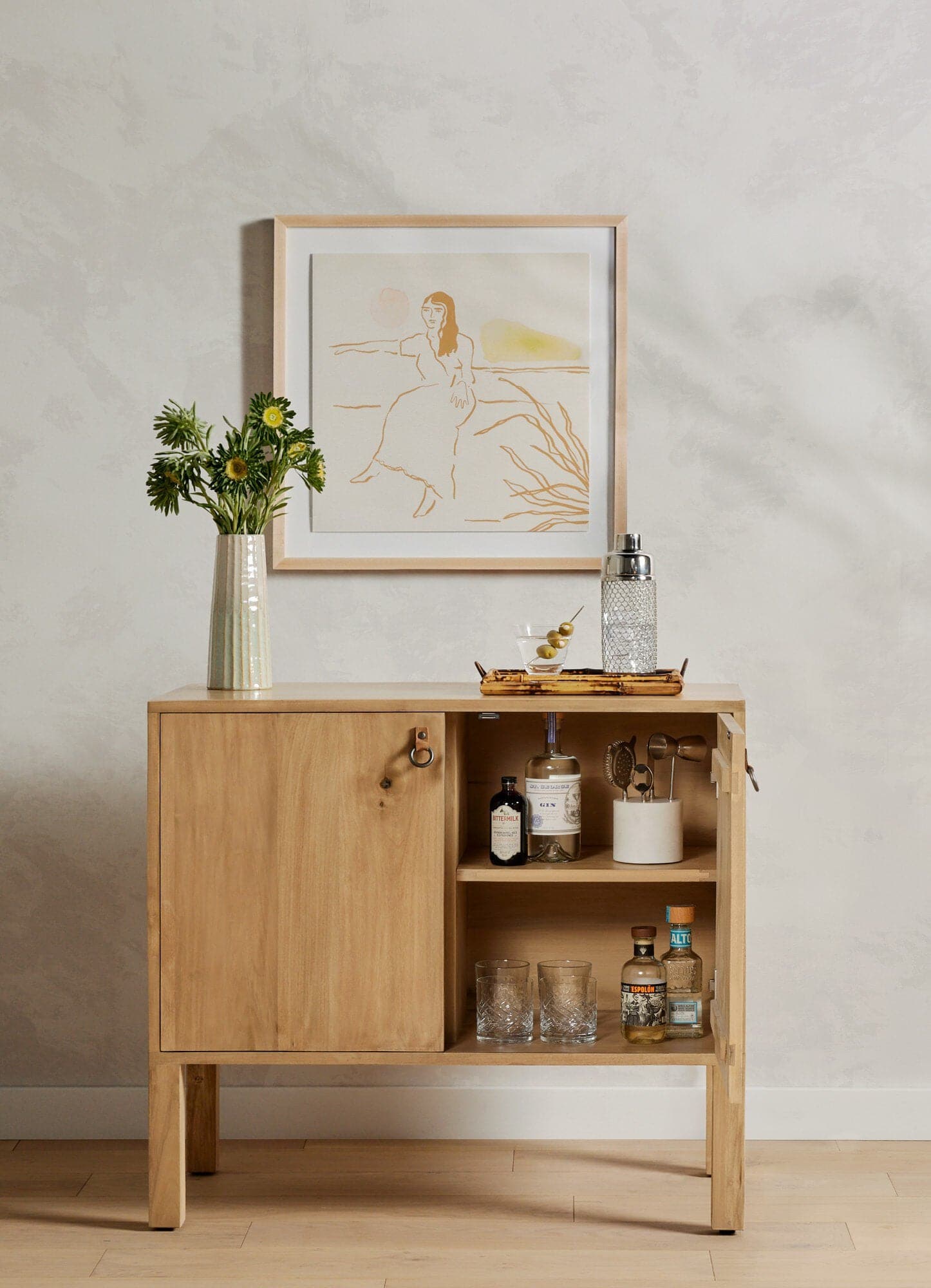 Isador Bar Cabinet - Dry Wash Poplar