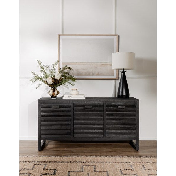Lorne Media Console - Dark Reeded Totem-Four Hands-FH-226057-001-Media Storage / TV Stands-2-France and Son