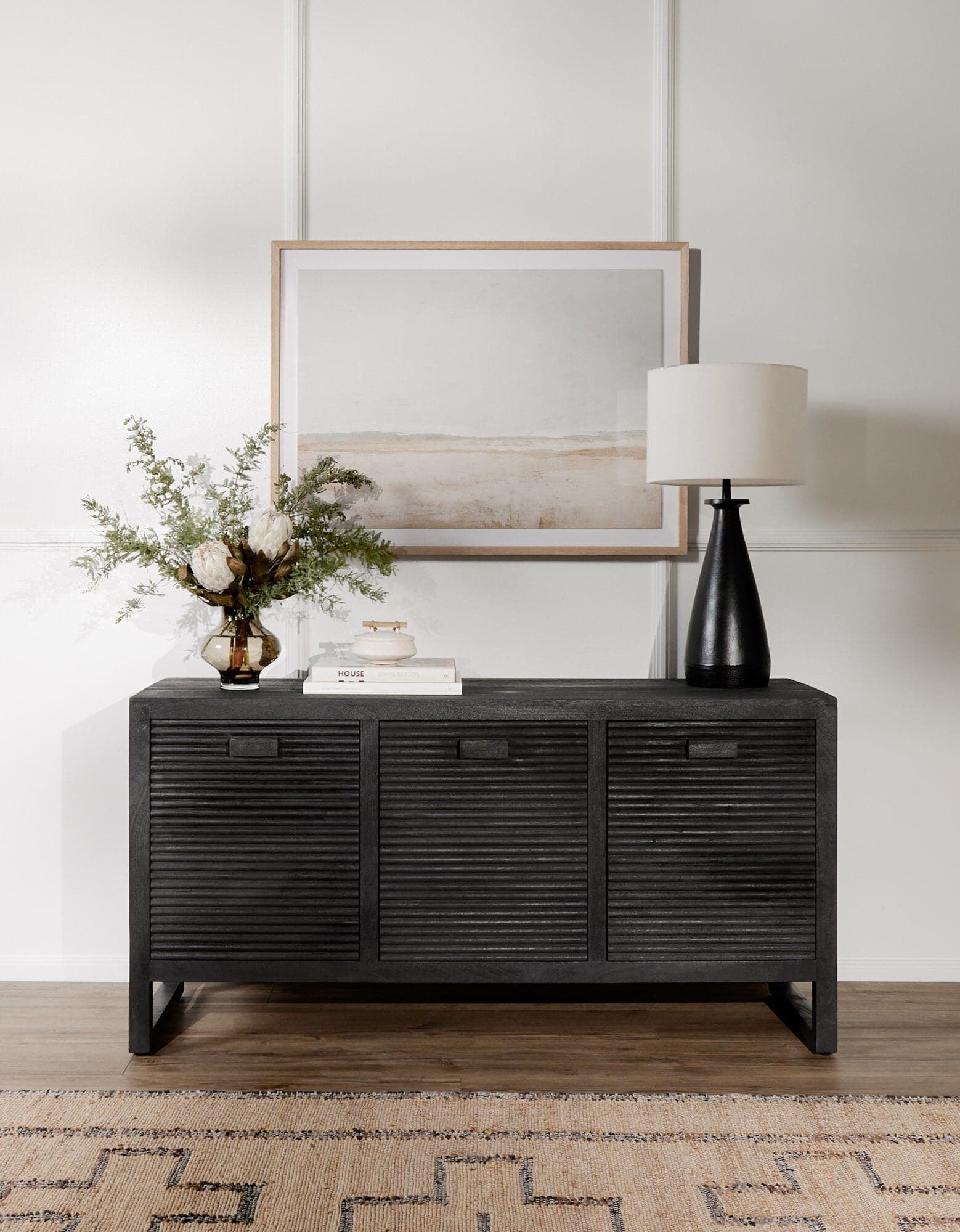 Lorne Media Console - Dark Reeded Totem