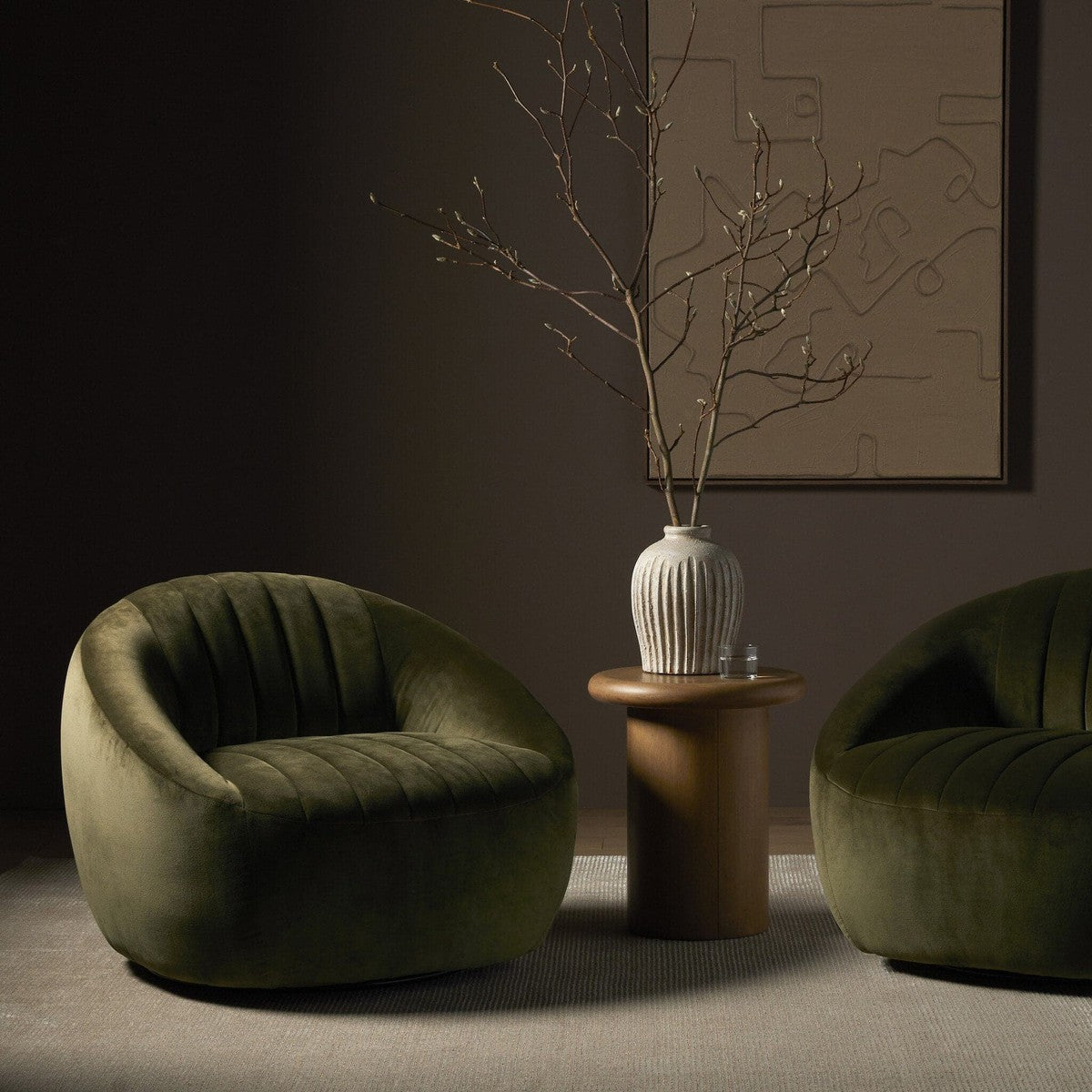 Audie Swivel Chair - Surrey Olive