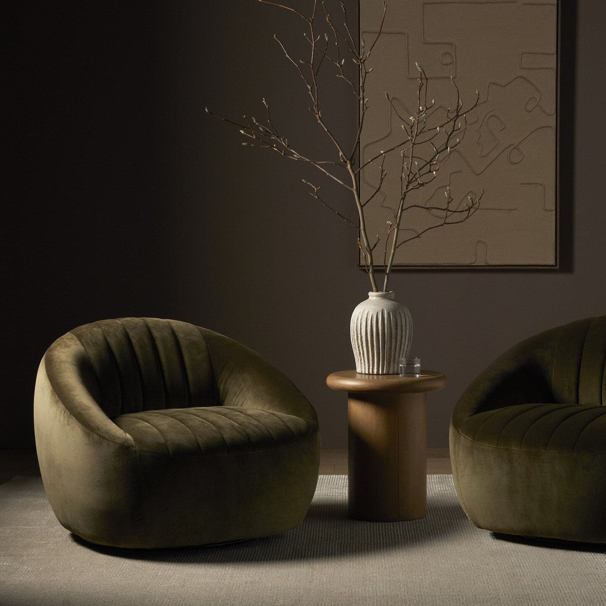 Audie Swivel Chair - Surrey Olive