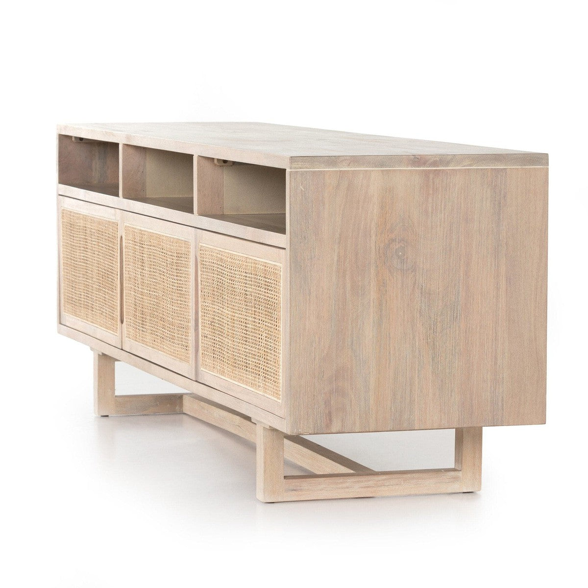 Clarita Media Console - White Wash Mango